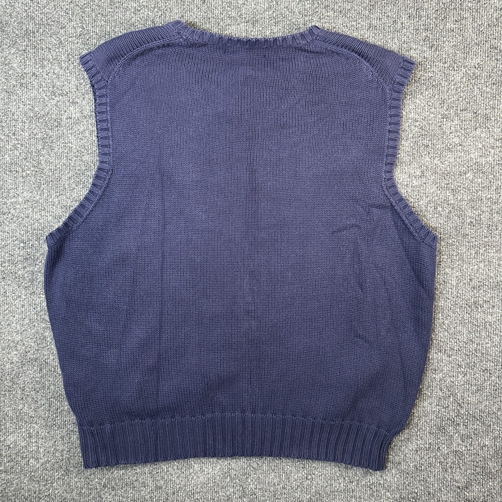 VTG Polo Ralph Lauren Men's Size XL Navy Blue Cotton V-Neck Sweater Vest Pony - Picture 8 of 8